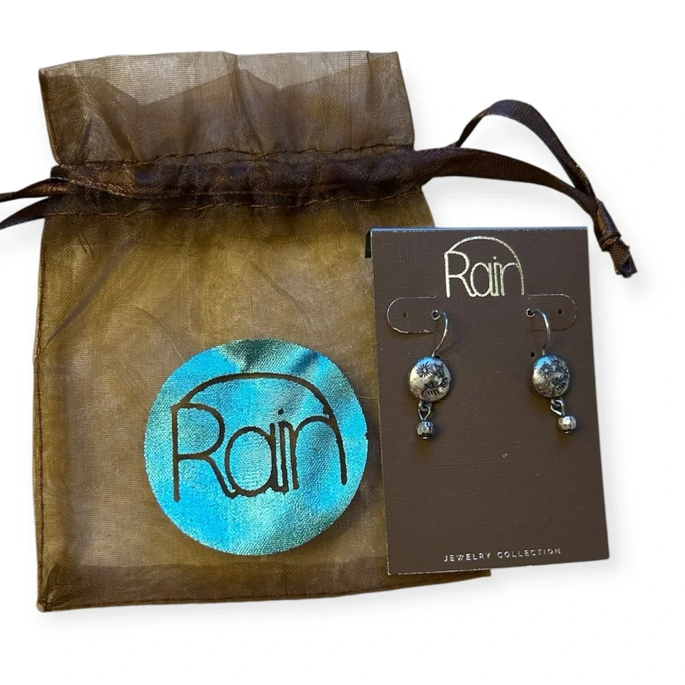 RAIN Engraved Silver Earrings NWT - Picture 2 of 5